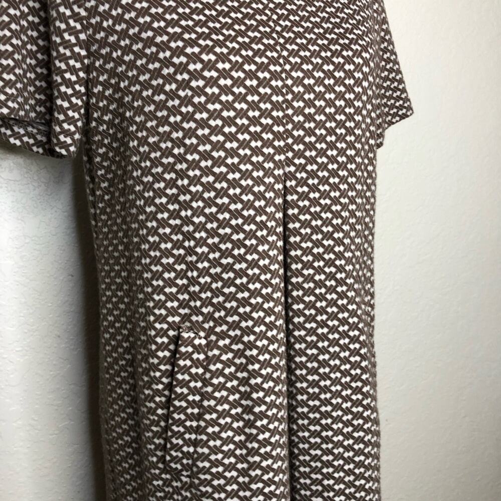 Tyler Boe brown white geometric knit collared shift dress size Medium - Picture 3 of 16